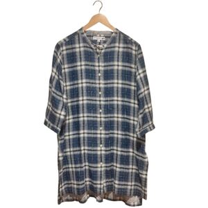 Uniqlo X Ines De La Fressange Paris Women's Tunic Sleepshirt Blue Plaid Size XL